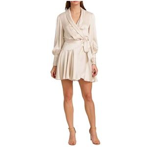 Zimmermann Long Sleeve Wrap Silk Dress